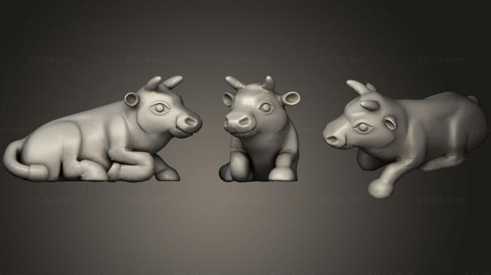 Animal figurines (Bull Lying Down, STKJ_0774) 3D models for cnc